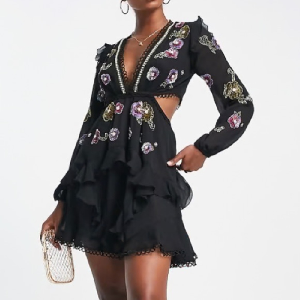 Elegant Black Floral Dress